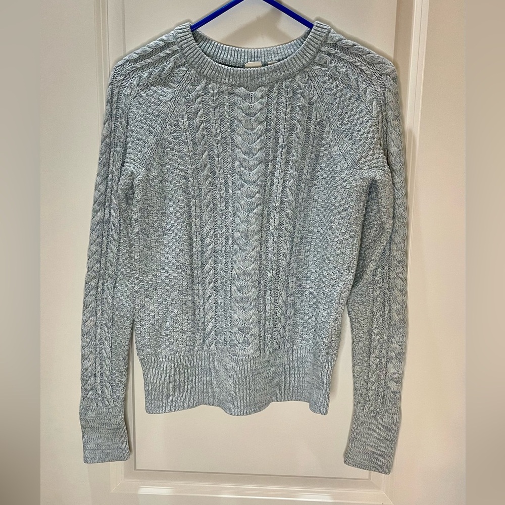 Gap For Good Light Blue 100% Cotton Cable Knit Fisherman Chunky Sweater size S